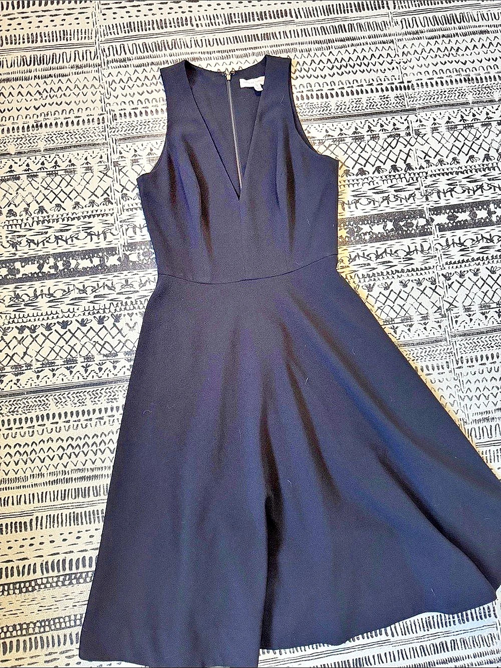 Dress the Population Catalina Crepe V-Neck Fit & Flare Dress Black